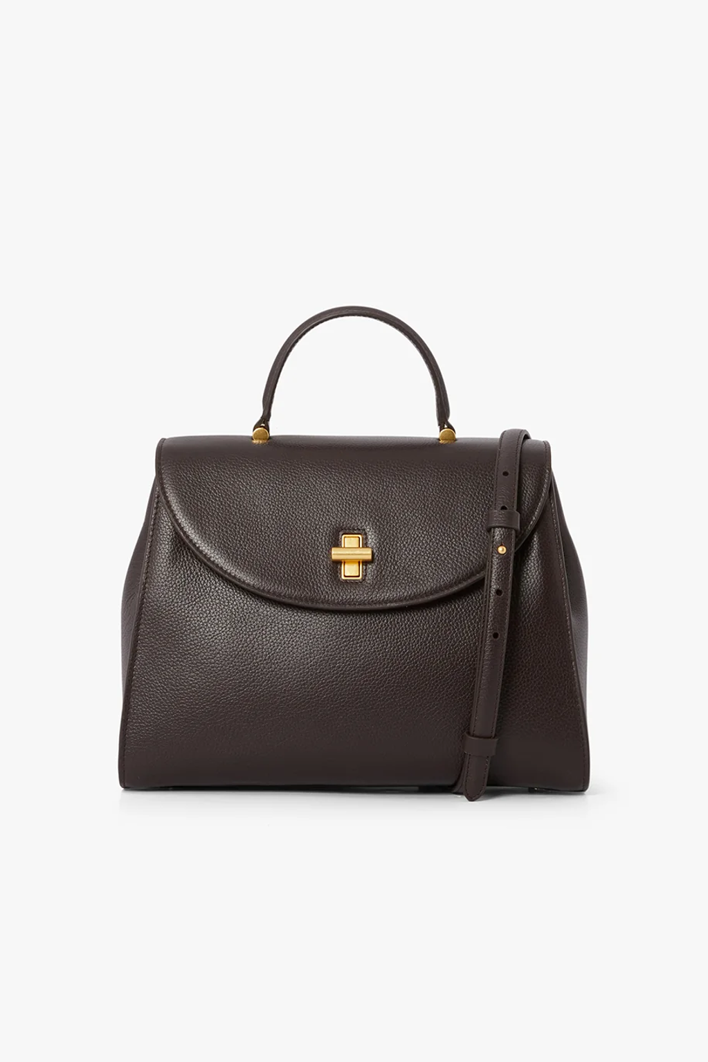 Jasper Conran "Gigi" Leather Top Handle Grab Bag in Chocolate