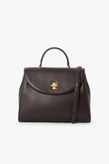 Jasper Conran "Gigi" Leather Top Handle Grab Bag in Chocolate