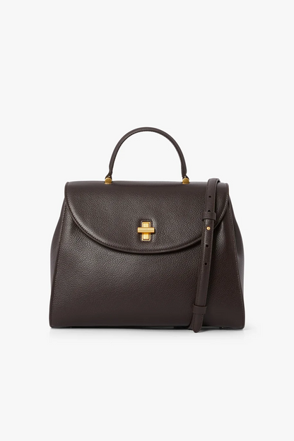 Jasper Conran "Gigi" Leather Top Handle Grab Bag in Chocolate