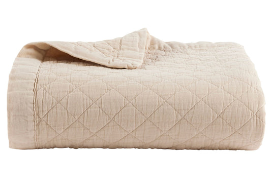 Christy "Porto" Quilted Throw - Biscuit