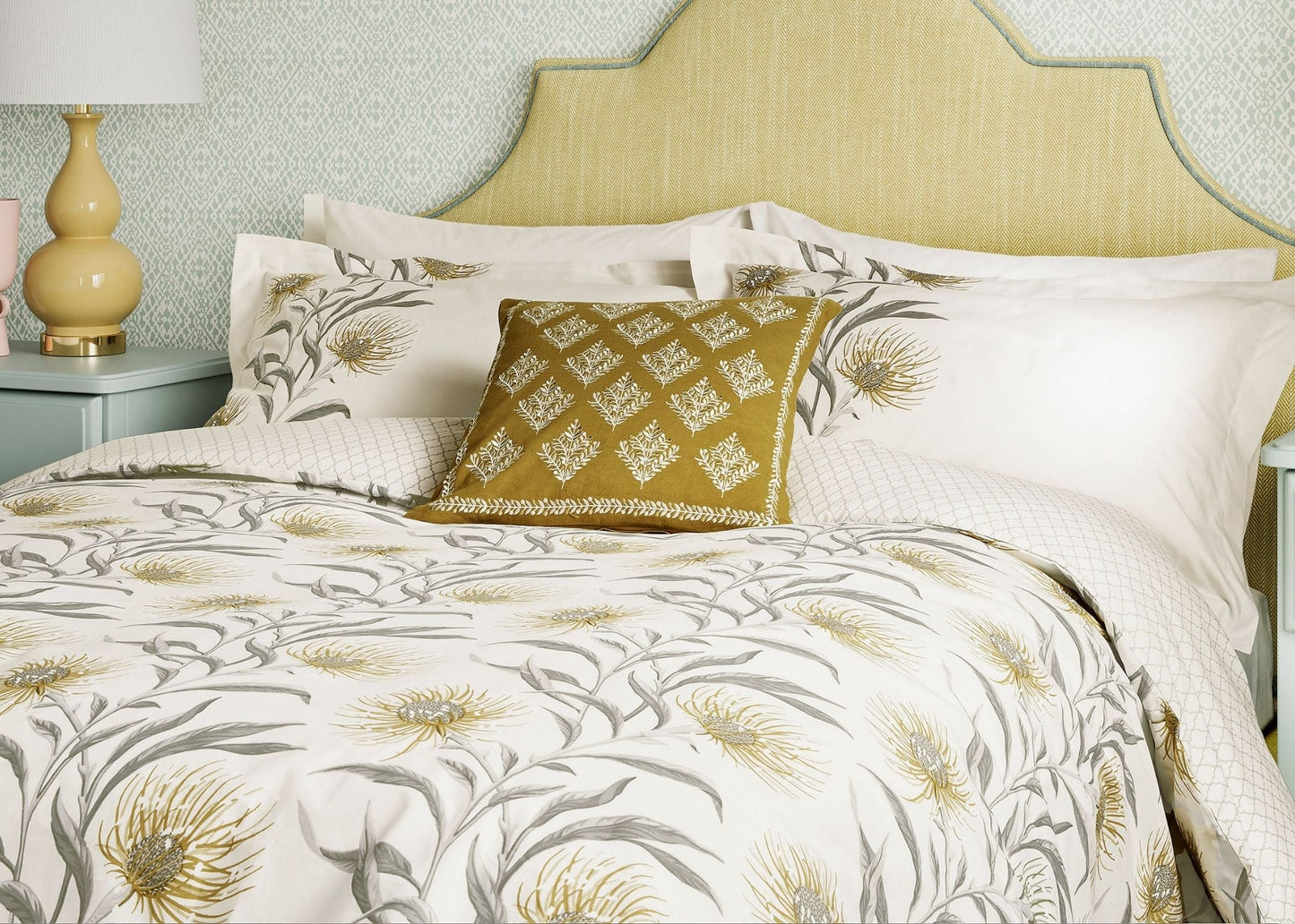 Sanderson "Catherinae" Duvet Cover Set in Hay (Gold)