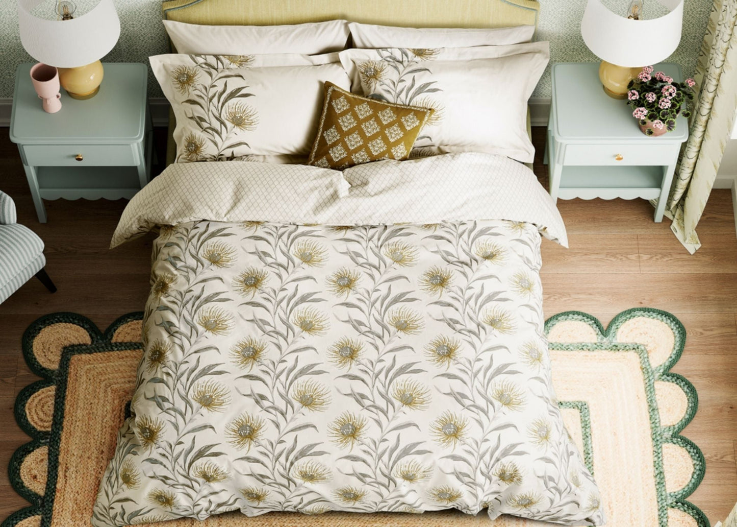 Sanderson "Catherinae" Duvet Cover Set in Hay (Gold)