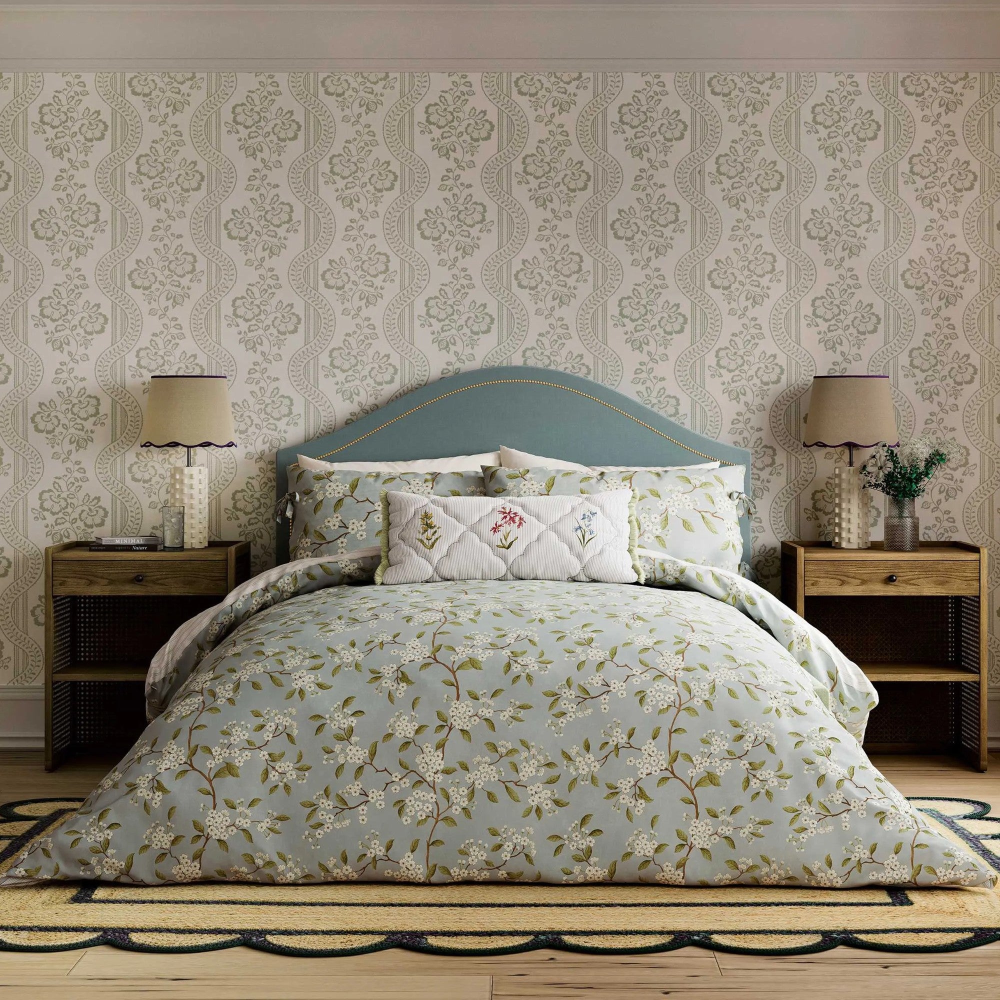 Damson Blossom Duvet Cover Set in Porcelain