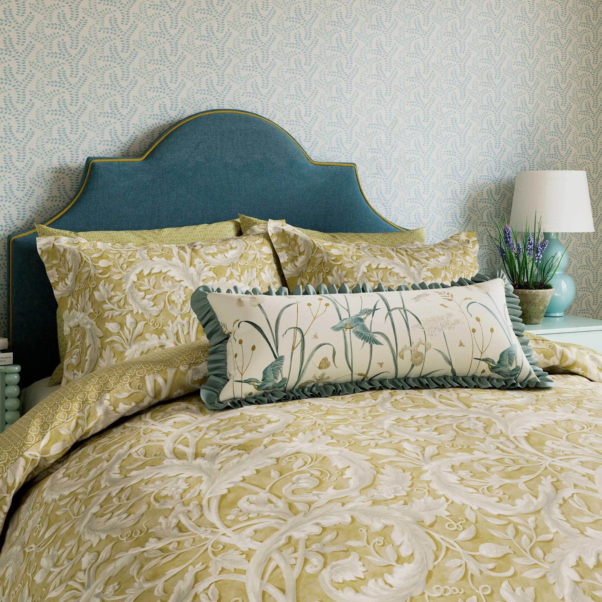 Tila Lime Filled Cushion in Gold
