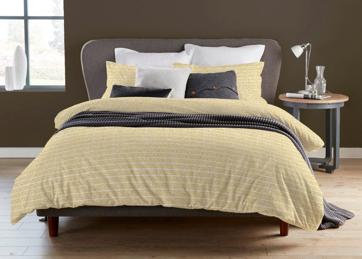 Christy "Turin Stripe" Duvet Cover Sets in Ochre (Yellow)