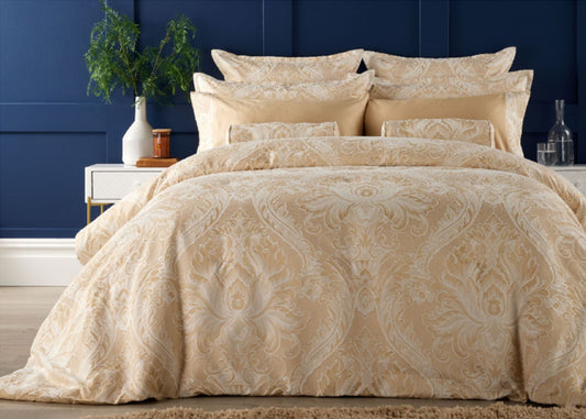 Christy "Fairfield" Jacquard Duvet Cover Sets in Gold
