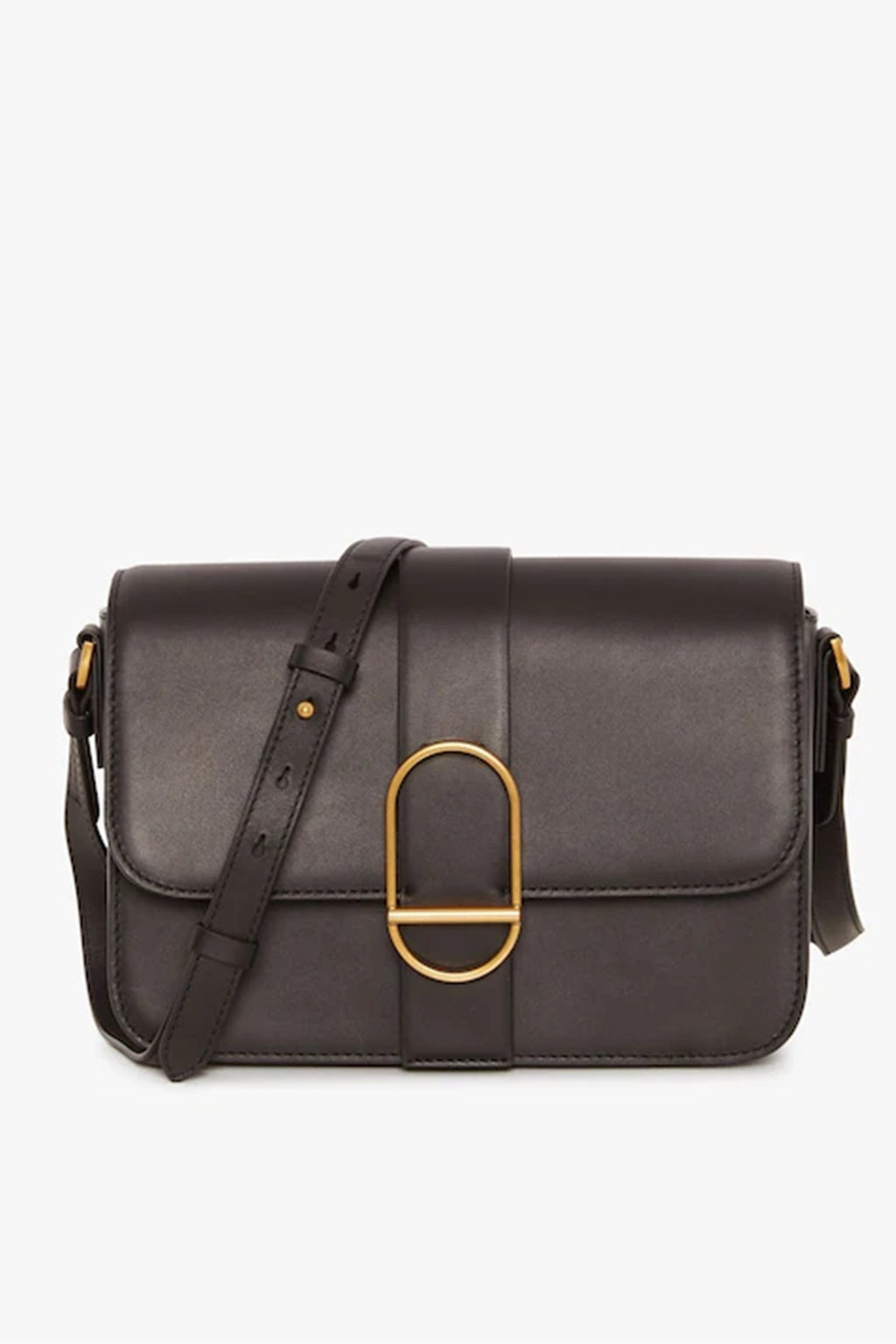 Beatrix Flap Over Leather Cross Body in Black
