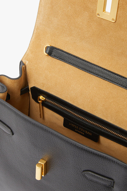 Jasper Conran "Gigi" Leather Top Handle Grab Bag in Black