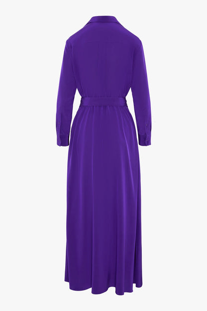 Jasper Conran "Celia" Maxi Silk Wrap Dress in Purple