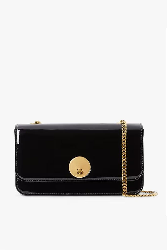 Jasper Conran "Celia" Patent Chain Strap Evening Bag in Black