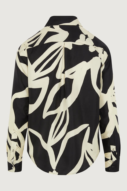 Jasper Conran "Gail" Silk Twill Printed Shirt in Black