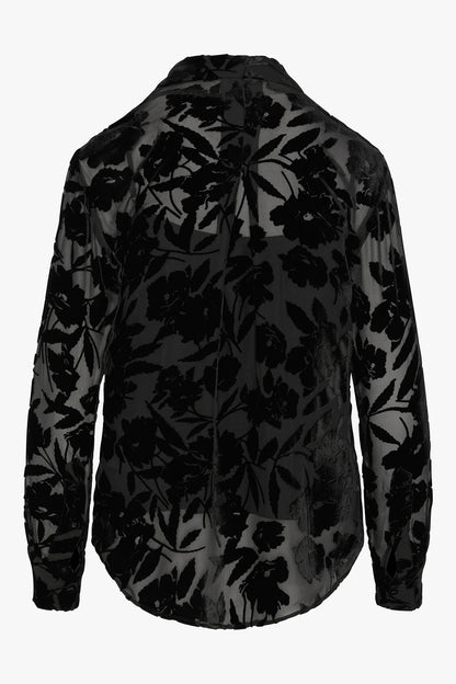 Jasper Conran "Idalia" Velvet Burn Out Shirt in Black Floral