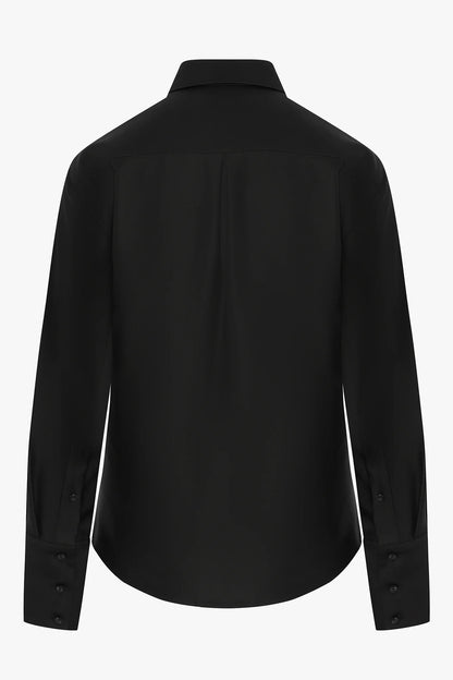 Jasper Conran "Imelda" Wool Silk Sequin Fitted Shirt in Black