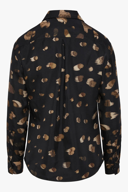 Jasper Conran "Isabella" Silk Twill Printed Shirt in Brown