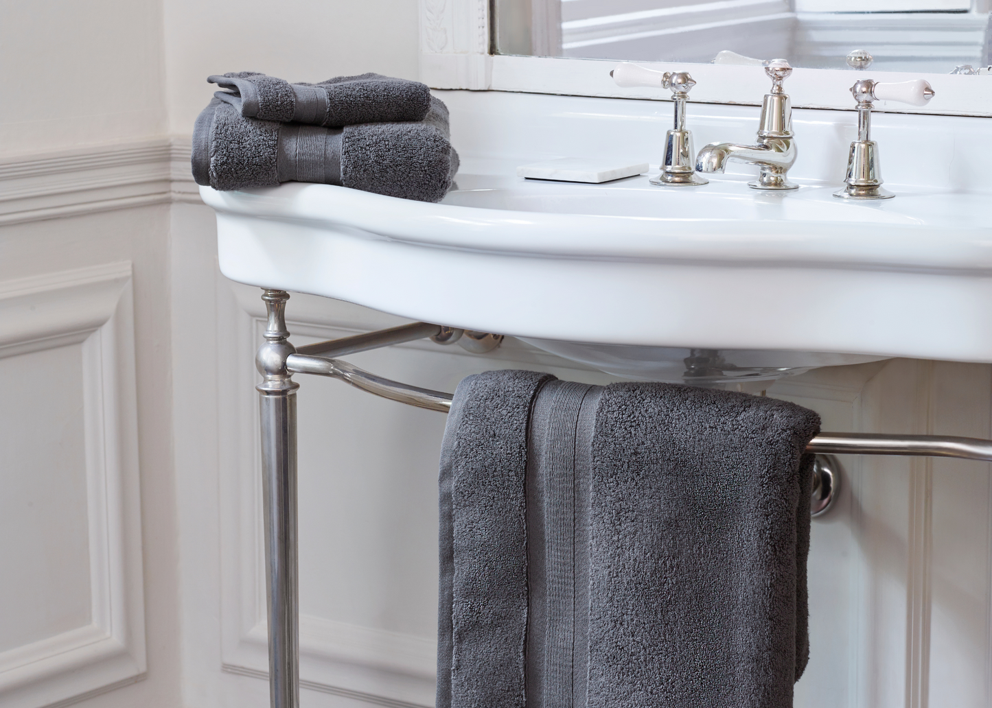 Jasper Conran "Zero Twist Cotton" Bath Towels in Charcoal