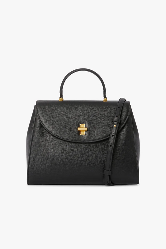 Jasper Conran "Gigi" Leather Top Handle Grab Bag in Black