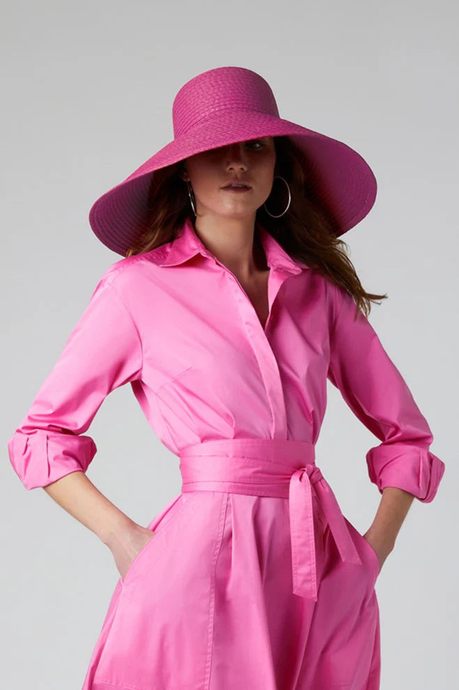Jasper Conran "Filippa" Wide Brim Straw Hat in Pink