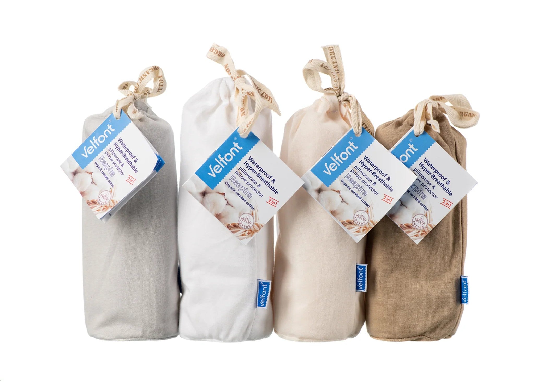 Velfont "Respira" 100% Organic Cotton Pillowcase (Multiple colours)