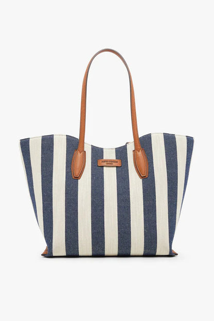 Jasper Conran "Bryn" Large Stripe Canvas Tote Striped in Navy