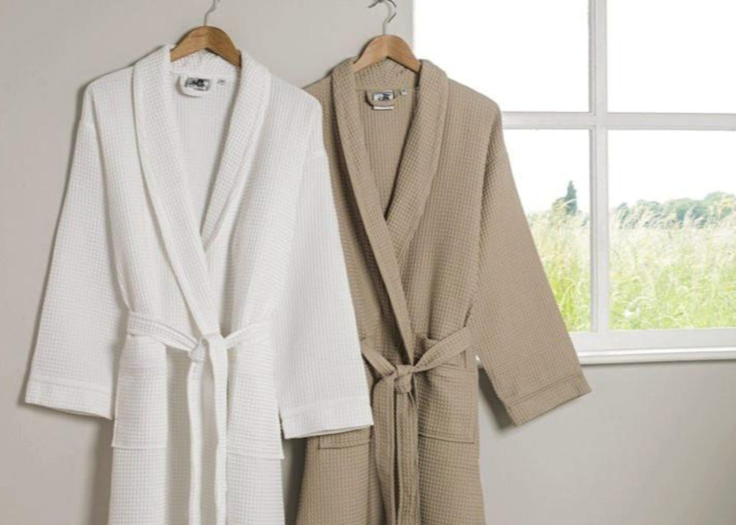 Linen Obsession "Spa Waffle" Bath Robe in Taupe