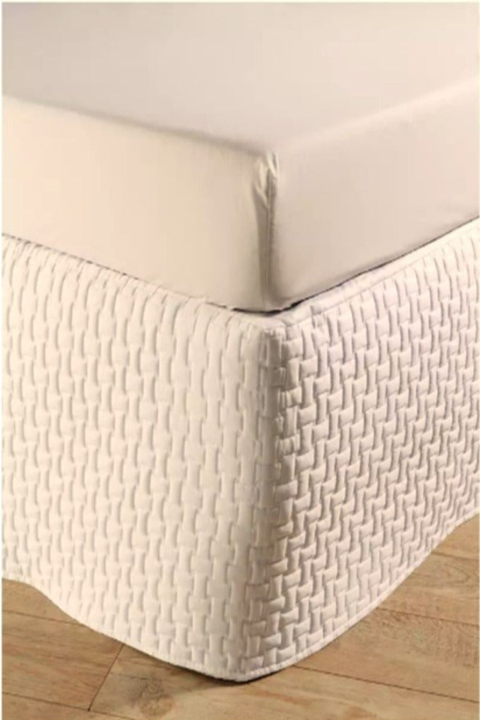 Christy "Windsor Quilted Bed Skirt" (Valance) in Cream